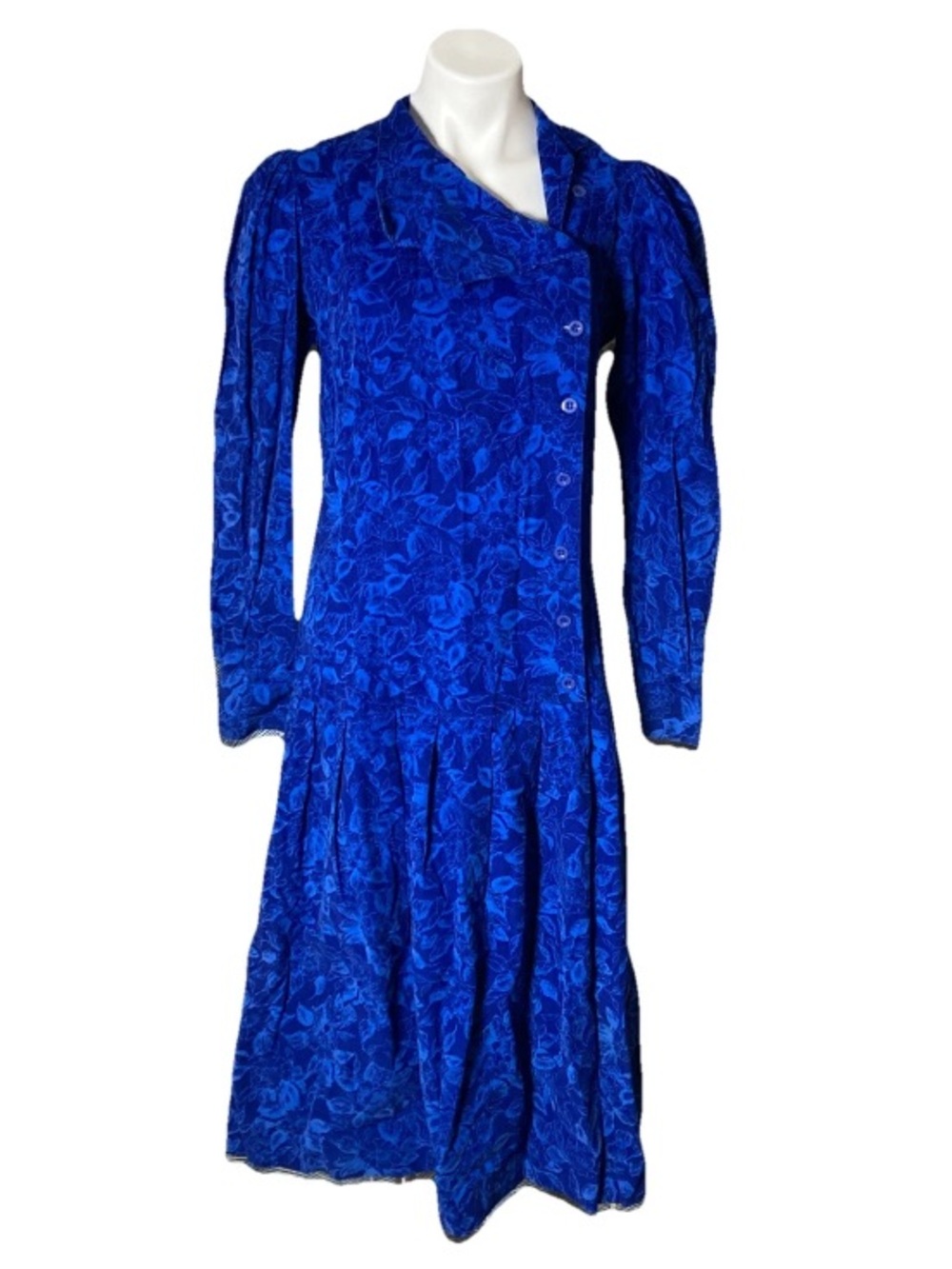 Vintage 90s Laura Ashely Blue Floral Dress Size Small Medium Cottagecore Prairie